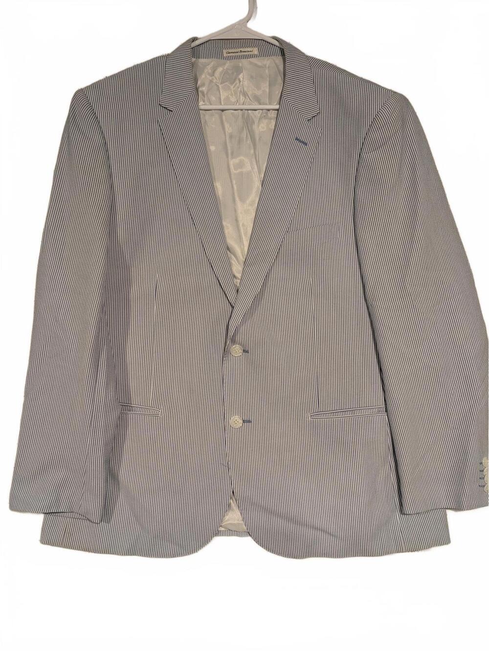 Giovanni Bresciani Seersucker Stripe Blazer Sport Coat Mens Large Slim Fit